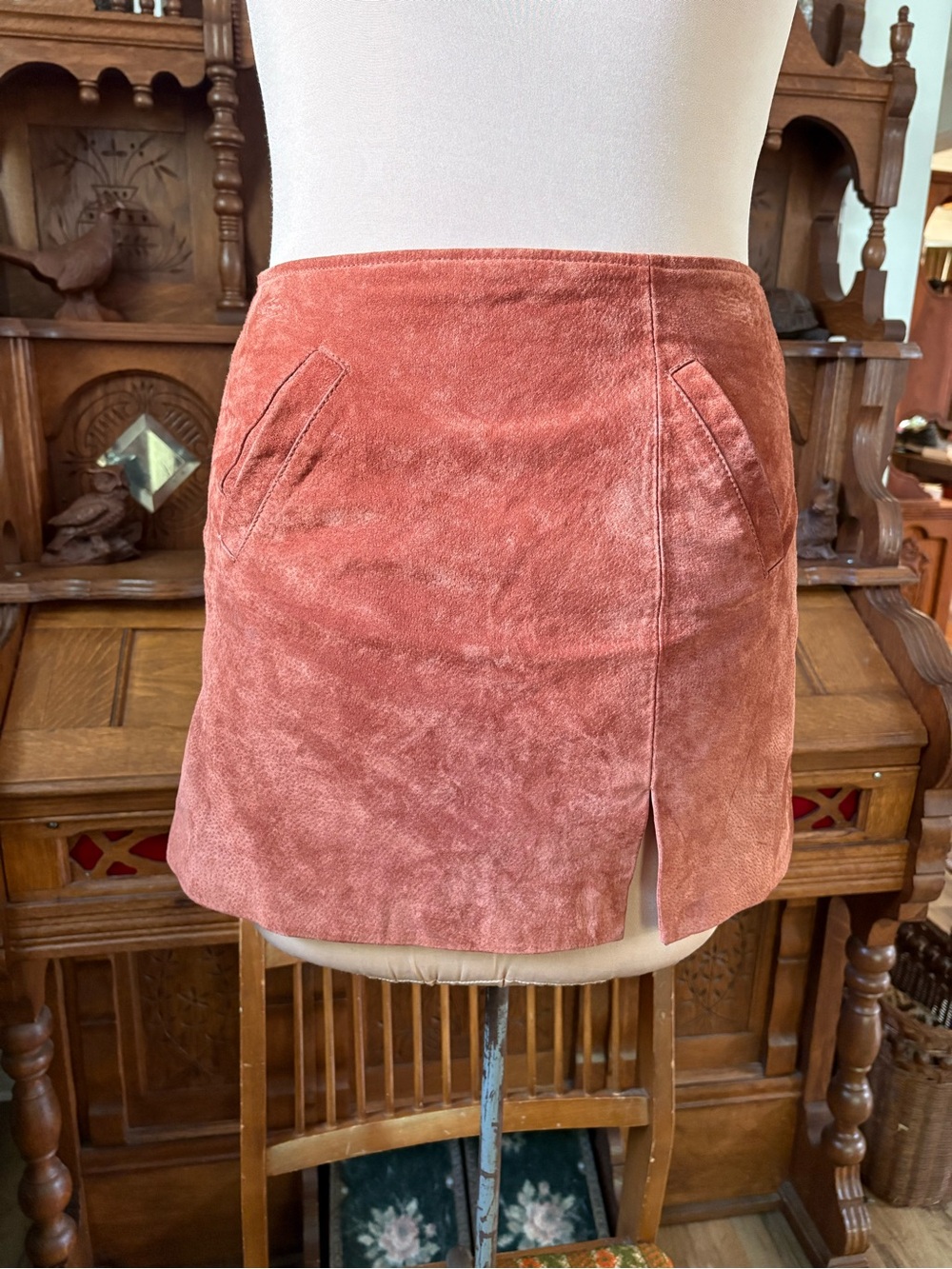 Suede 100% Leather Designer Mini Skirt